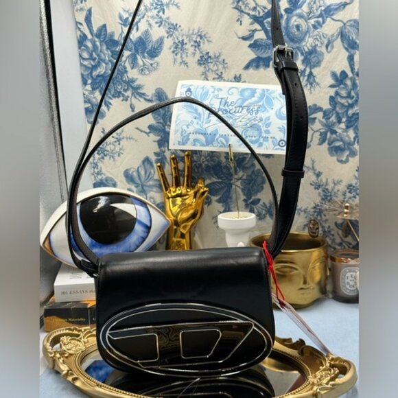 🆕 DIESEL 🧿 NWT 1DR Shoulder Bag with Crossbody Strap - 'Black/Black' - Picture 12 of 16